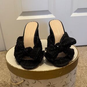 Loeffler Randall sequin bow sandal heels